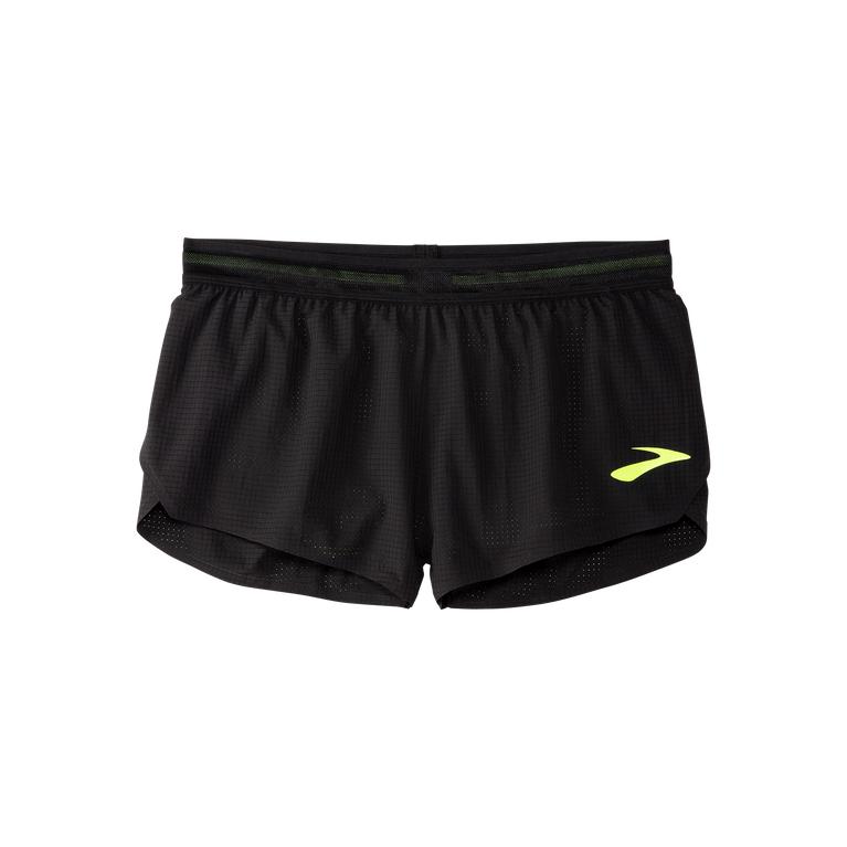 Brooks Elite 2 Split Running Shorts - Women's - Black/Nightlife/GreenYellow (58193-PCGX)